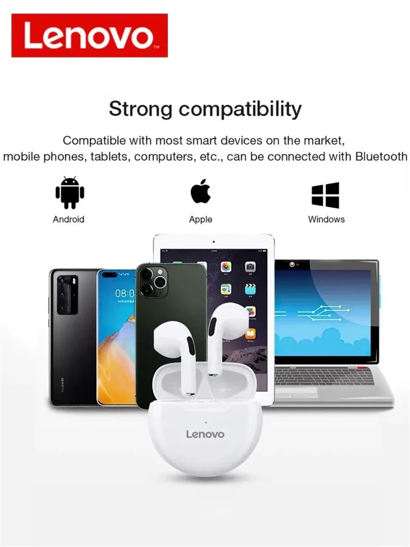 Fone de Ouvido Lenovo-HT38 TWS Bluetooth 5.0 Redução de Ruído, Sem Fio, Hi Fi Headphones, Controle De Toque, Esporte, TV, Cozinha, Quarto