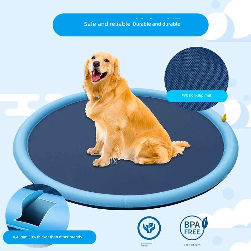 Piscina portátil e inflável com spray de água automático ajustável para cães de estimação e crianças supervisionadas