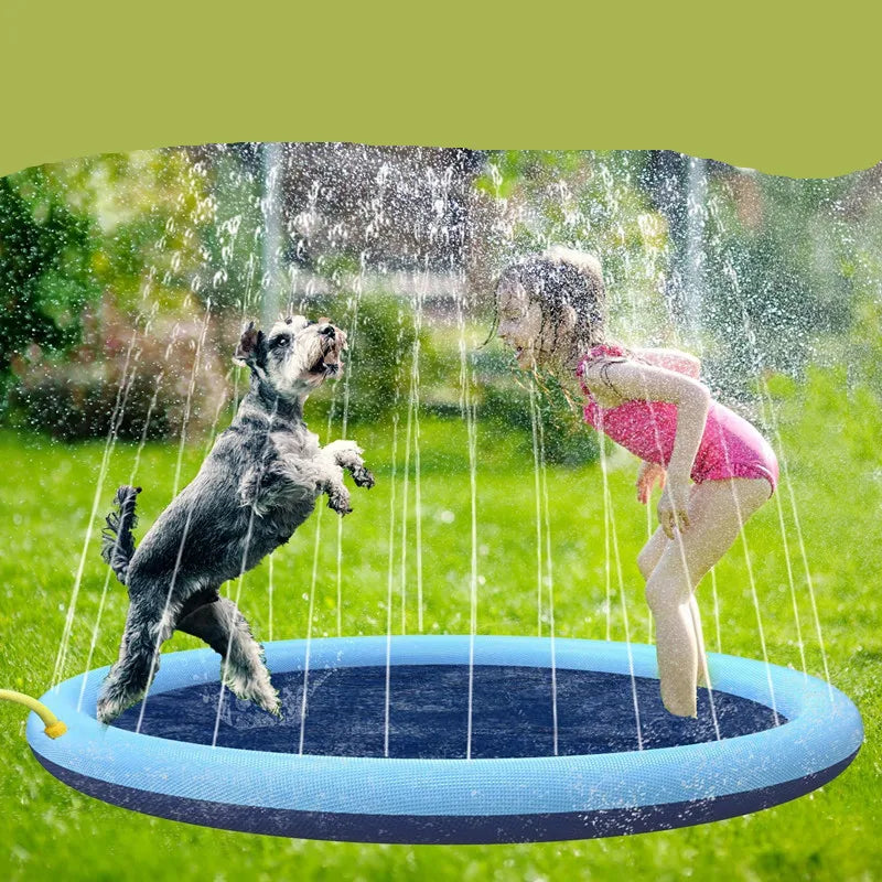 Piscina/Almofada de aspersão para cães, antiderrapante, espessa com jatos de água, tapete de água ao ar livre para calor, brinquedos para cães e crianças supervisionadas