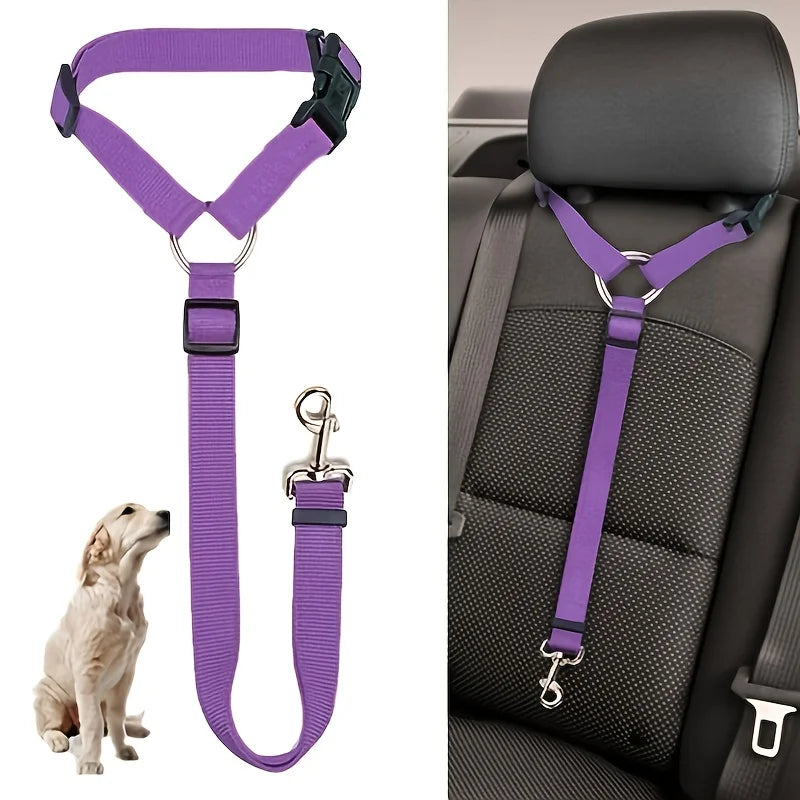 Cinto de segurança para carro ajustável e trela/cinta para Pet, Nylon para viagens/passeios seguro