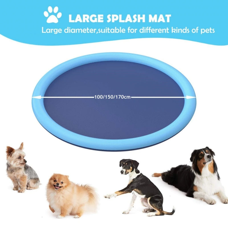 Pet Piscina com jato de agua para cães e crianças supervisionadas, antiderrapante, Mini piscina para cães e crianças com JATOS, Brinquedos de esteira de água ao ar livre