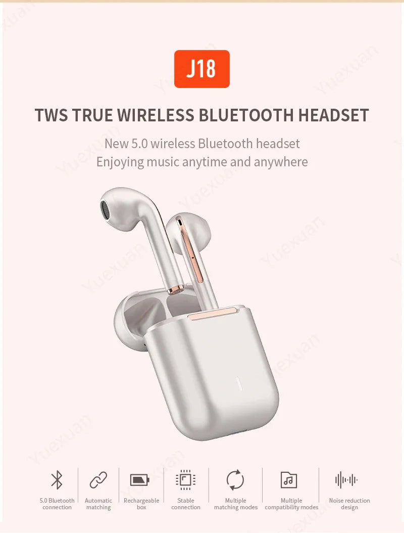 Fone de Ouvido XIAOMI-J18 MIJIA Sem Fio Bluetooth, TWS, Estéreo, Esportivo, Auricular, Jogo para iPhone e Samsung e qualquer celular com BT.