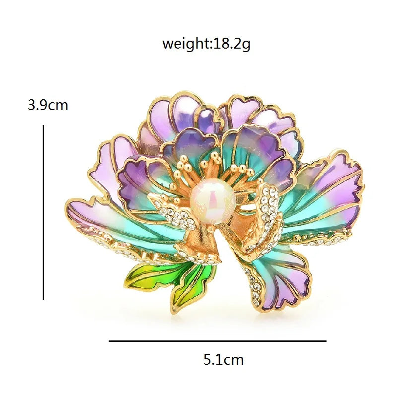 Broche Baby de flores de peônia de luxo para mulheres, unisex 3 cores, esmalte pérola, flores, plantas, escritório, alfinetes, presente para voce