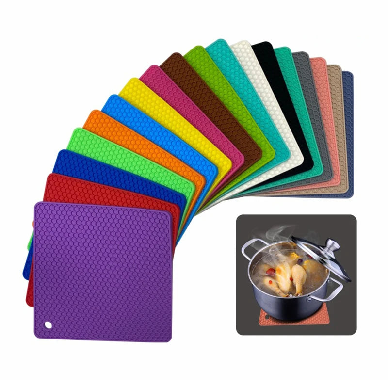 Suporte de MESA quadrado de silicone de 18cm, resistente ao calor, mesa de jantar, antiderrapante, porta-copos, acessórios de cozinha e sala e escritorio