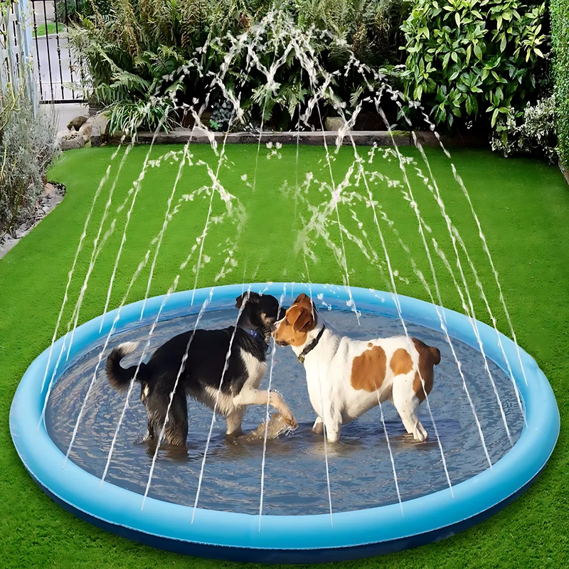 Inflável de água  Sprinkler Pad para seu cãozinho Pet, Brinquedo interativo ao ar livre para cães, Piscina de verão de 100 cm, 150 cm, 200cm