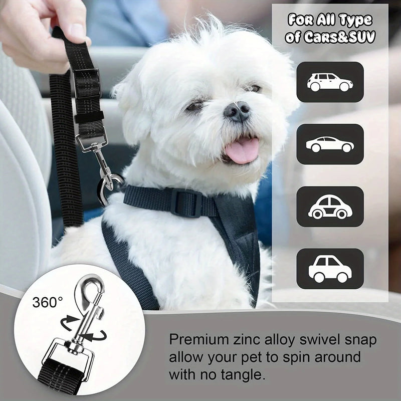 Cinto de segurança para carro ajustável e trela/cinta para Pet, Nylon para viagens/passeios seguro