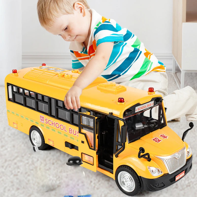 Brinquedo de ônibus escolar grande tamanho para crianças, carro de inércia com som e luz, modelo de brinquedo infantil, alta qualidade