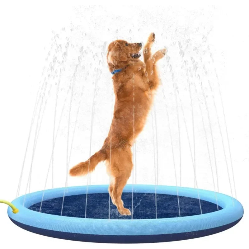 Piscina/Almofada de aspersão para cães, antiderrapante, espessa com jatos de água, tapete de água ao ar livre para calor, brinquedos para cães e crianças supervisionadas